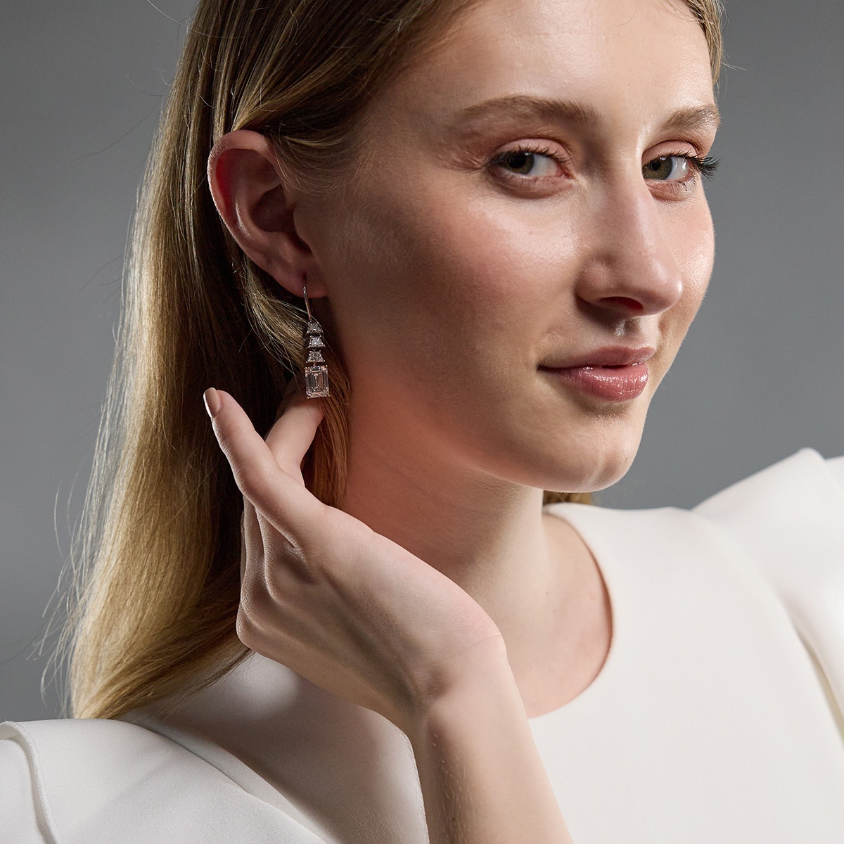 Additional Image 3 for  10 ctw Emerald Lab Grown Diamond Dangle Earrings